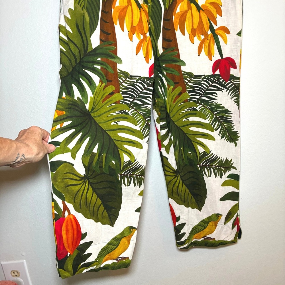 Farm Rio Cocoa Forest Linen Jumpsuit Tropical Resortwear Maximalist Boho Medium - Picture 4 of 9